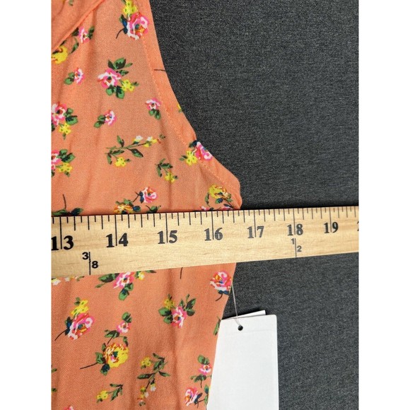 BP Nordstrom Women Peach Floral 100% Rayon V Neck Romper Sleeveless Size XS - Picture 6 of 10